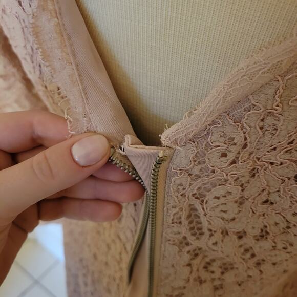 Adrianna Papell Pink Floral Lace Sheath Dress Size 12 3/4 Sleeve Formal - Picture 9 of 10